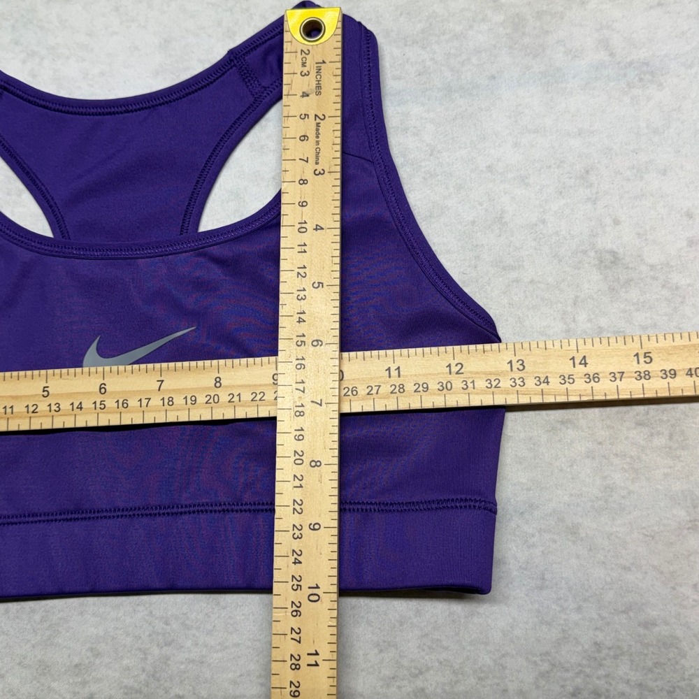Nike Dri-Fit Racerback Medium Support Girls Large‎ (XS) Purple Swoosh Sports Bra - Picture 7 of 7